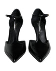 Dolce & Gabbana Black Leather T-strap Stiletto High Heels Shoes