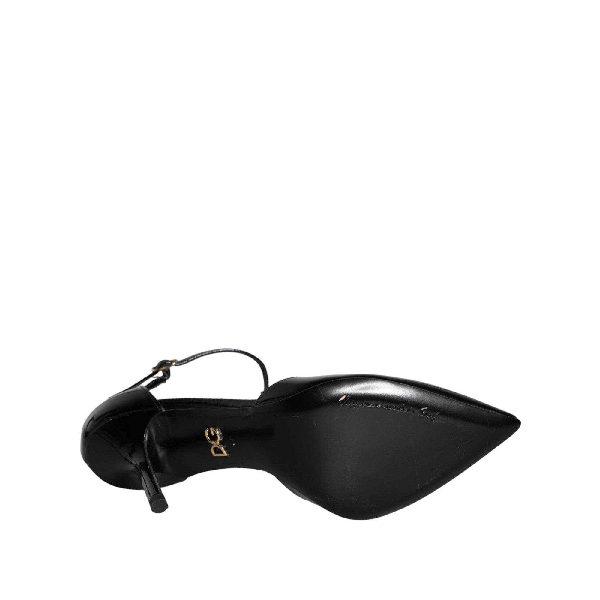 Dolce & Gabbana Black Leather T-strap Stiletto High Heels Shoes