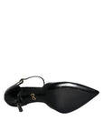 Dolce & Gabbana Black Leather T-strap Stiletto High Heels Shoes