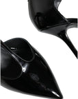 Dolce & Gabbana Black Leather T-strap Stiletto High Heels Shoes