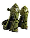 Dolce & Gabbana Green Exotic Leather Ankle Strap Heels Sandals Shoes