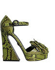 Dolce & Gabbana Green Exotic Leather Ankle Strap Heels Sandals Shoes