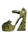 Dolce & Gabbana Green Exotic Leather Ankle Strap Heels Sandals Shoes