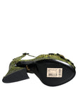 Dolce & Gabbana Green Exotic Leather Ankle Strap Heels Sandals Shoes