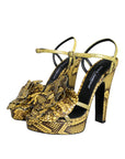 Dolce & Gabbana Yellow Exotic Leather Ankle Strap Heels Sandals Shoes