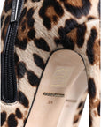 Dolce & Gabbana Brown Leopard Calf Fur Heels Ankle Boots Shoes