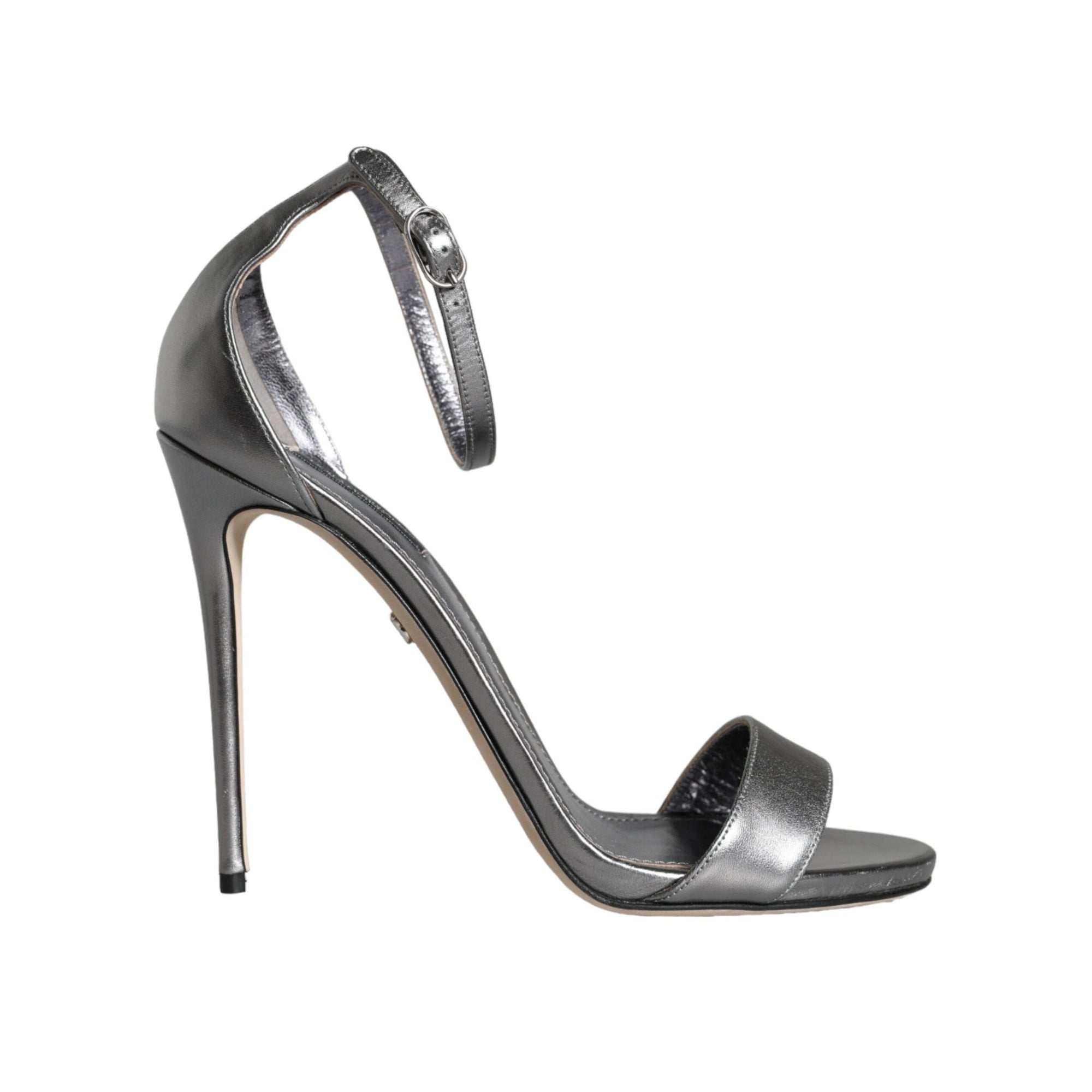 Dolce & Gabbana Silver KEIRA Heels Ankle Strap Sandals Shoes
