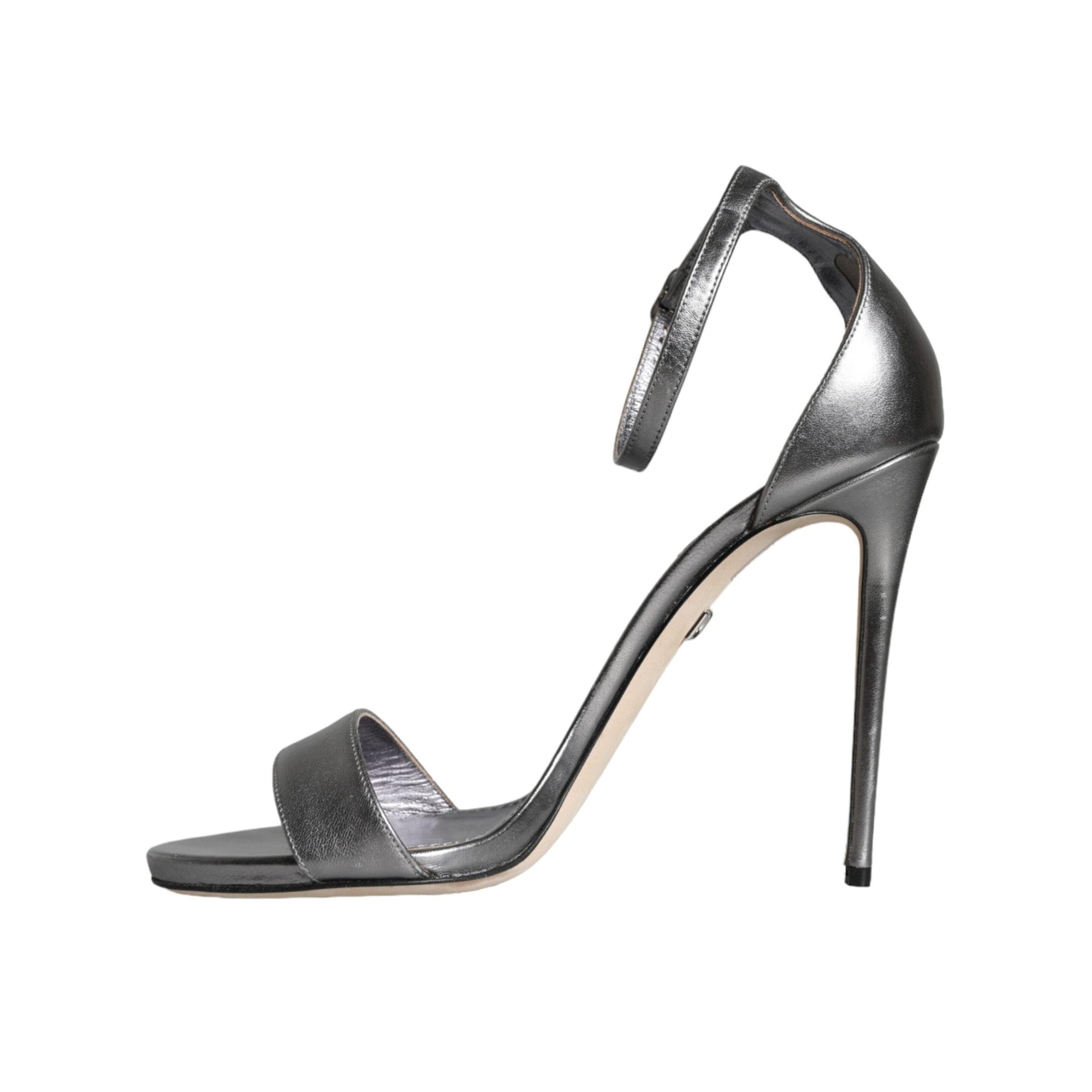 Dolce & Gabbana Silver KEIRA Heels Ankle Strap Sandals Shoes