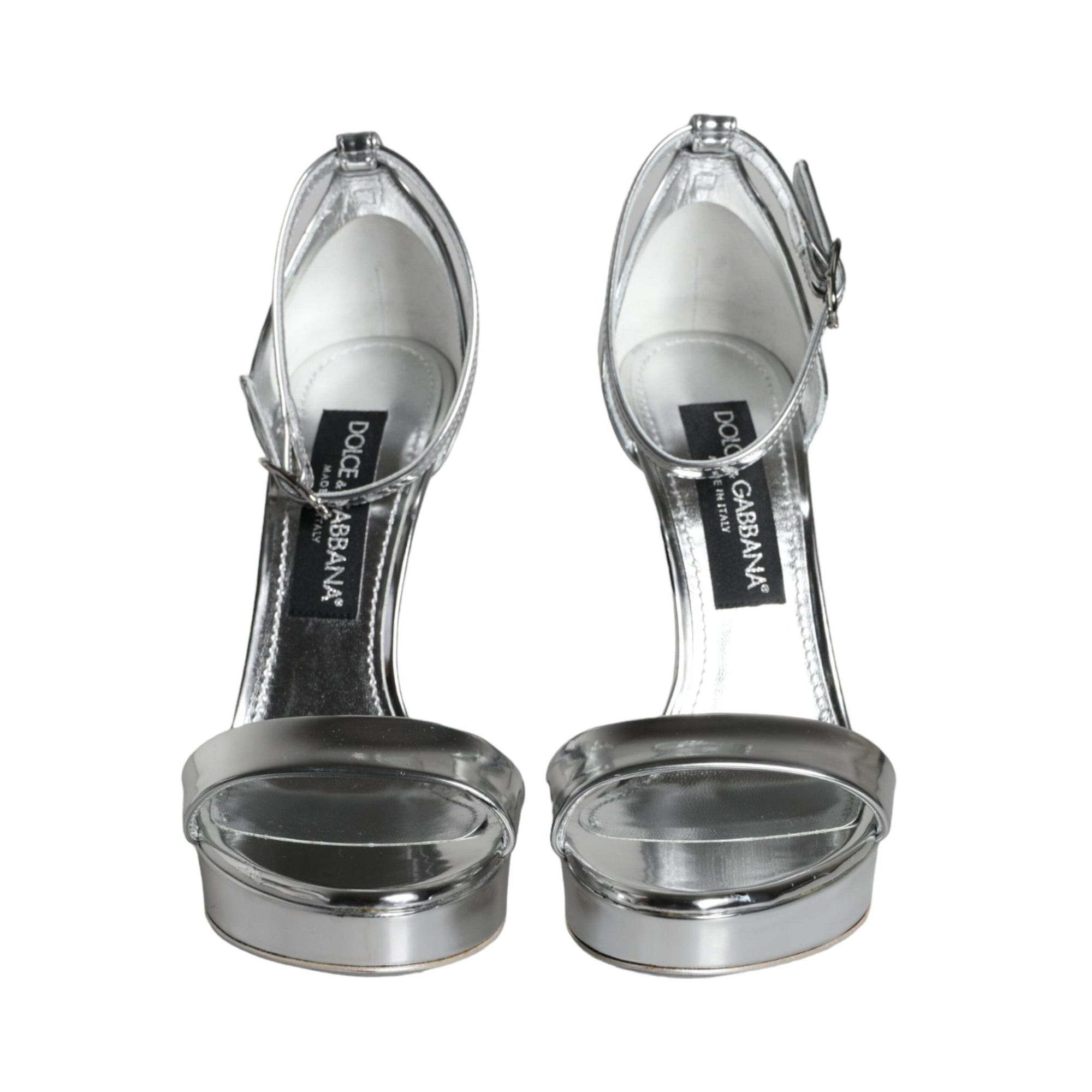 Dolce & Gabbana Silver KEIRA Heels Ankle Strap Sandals Shoes