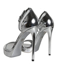 Dolce & Gabbana Silver KEIRA Heels Ankle Strap Sandals Shoes