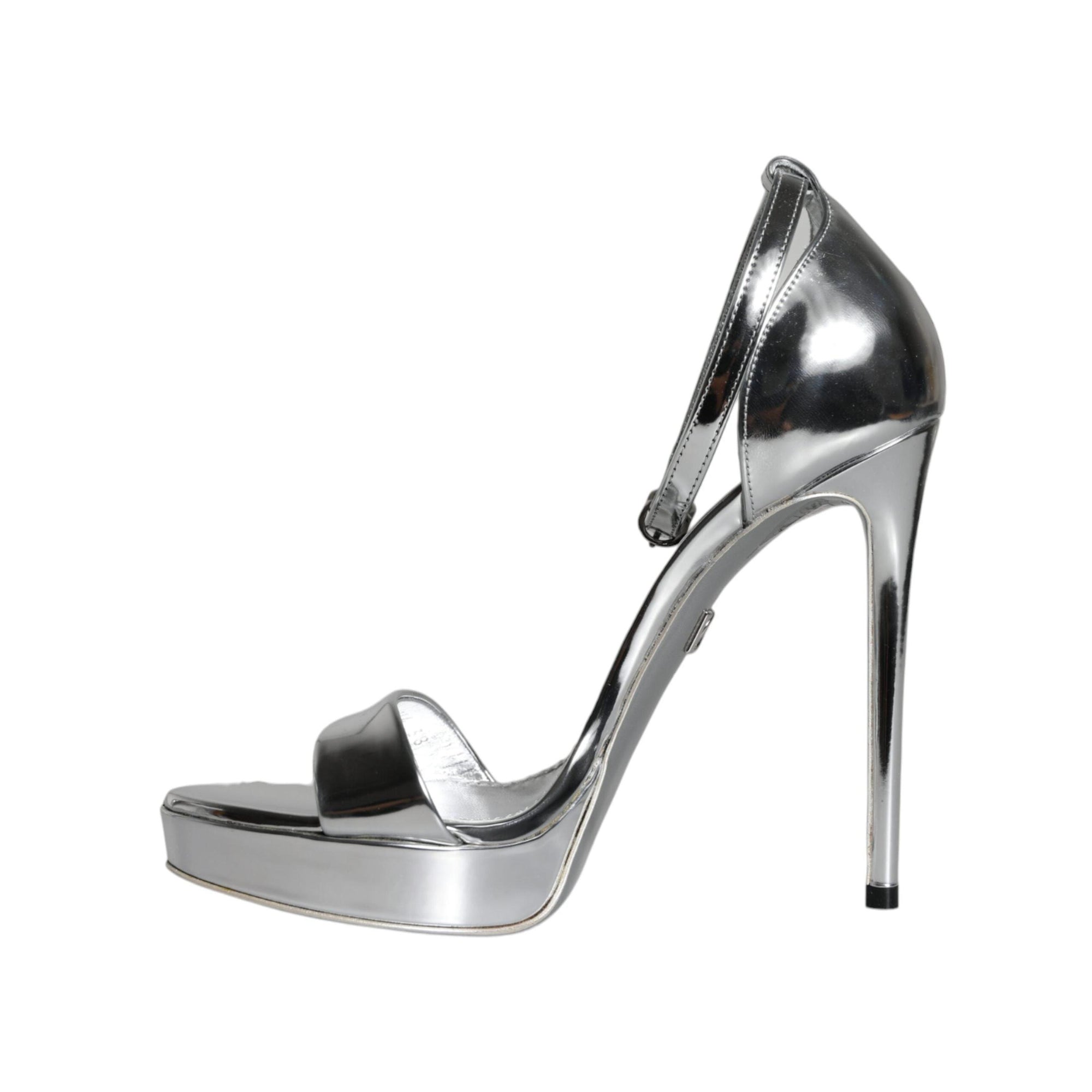 Dolce & Gabbana Silver KEIRA Heels Ankle Strap Sandals Shoes
