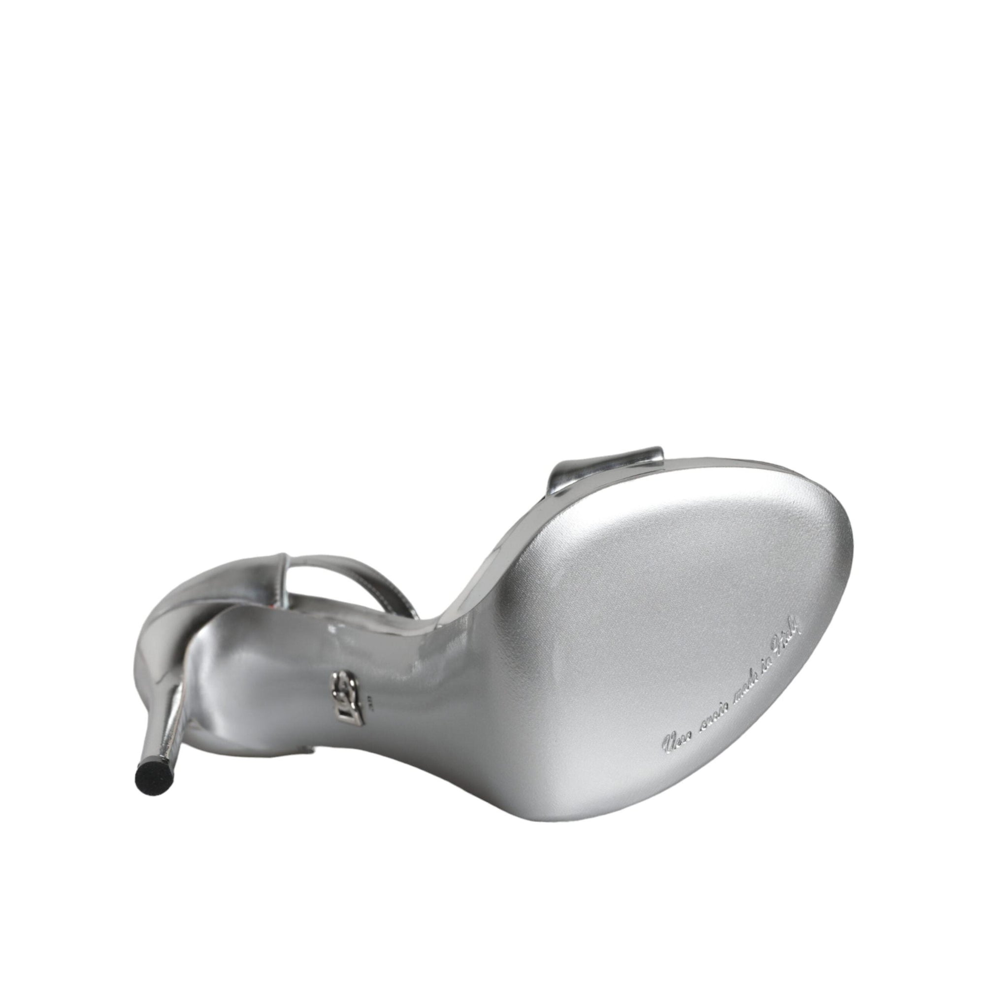 Dolce & Gabbana Silver KEIRA Heels Ankle Strap Sandals Shoes
