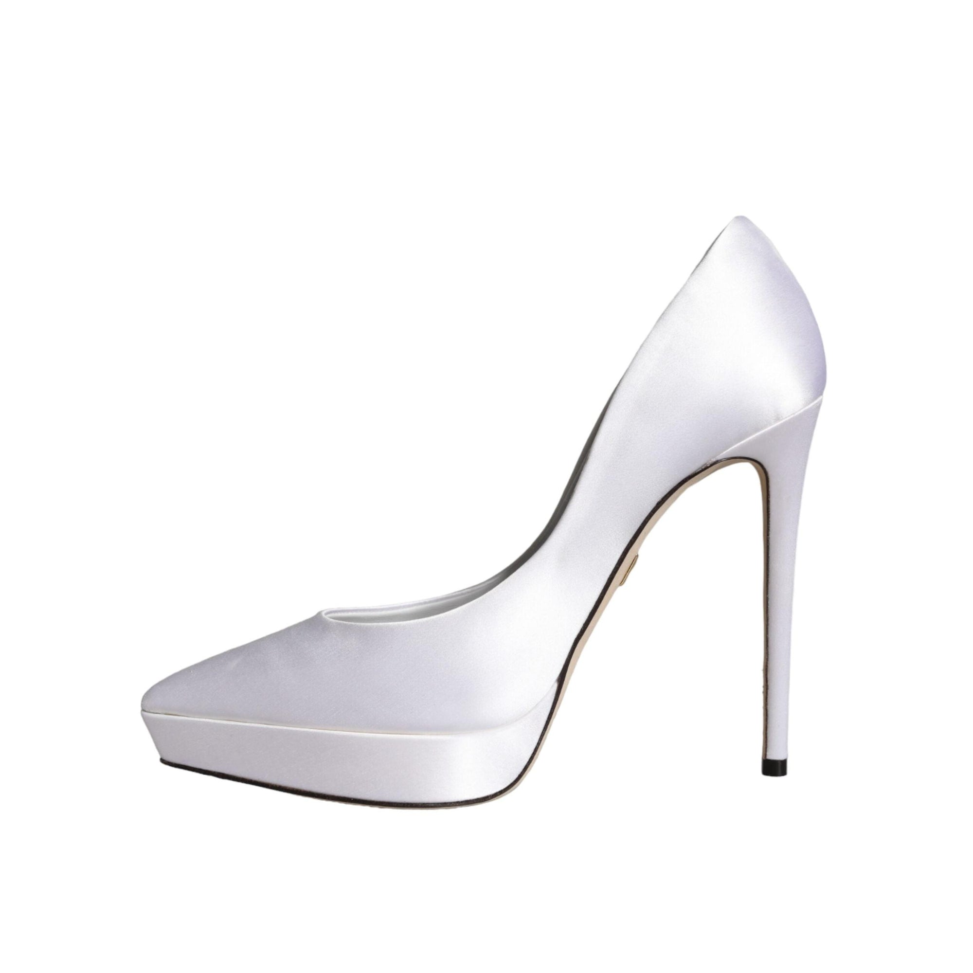 Dolce & Gabbana White Satin Platform High Heels Pumps Shoes