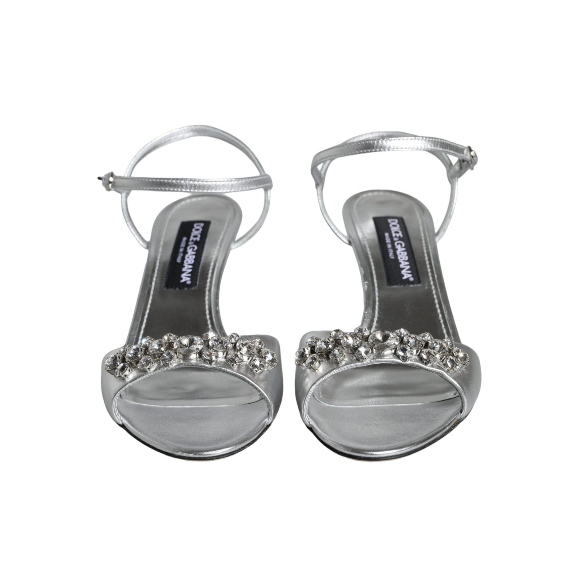 Dolce & Gabbana Silver Crystal AnkleStrap Keira Sandals Shoes