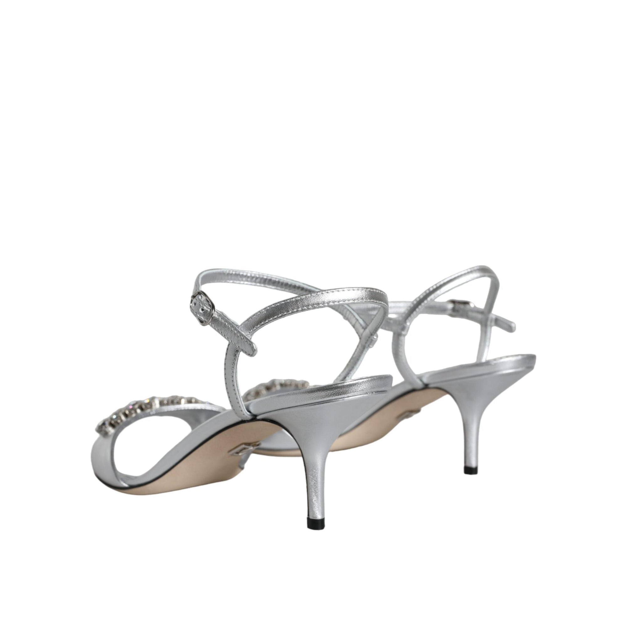 Dolce & Gabbana Silver Crystal AnkleStrap Keira Sandals Shoes