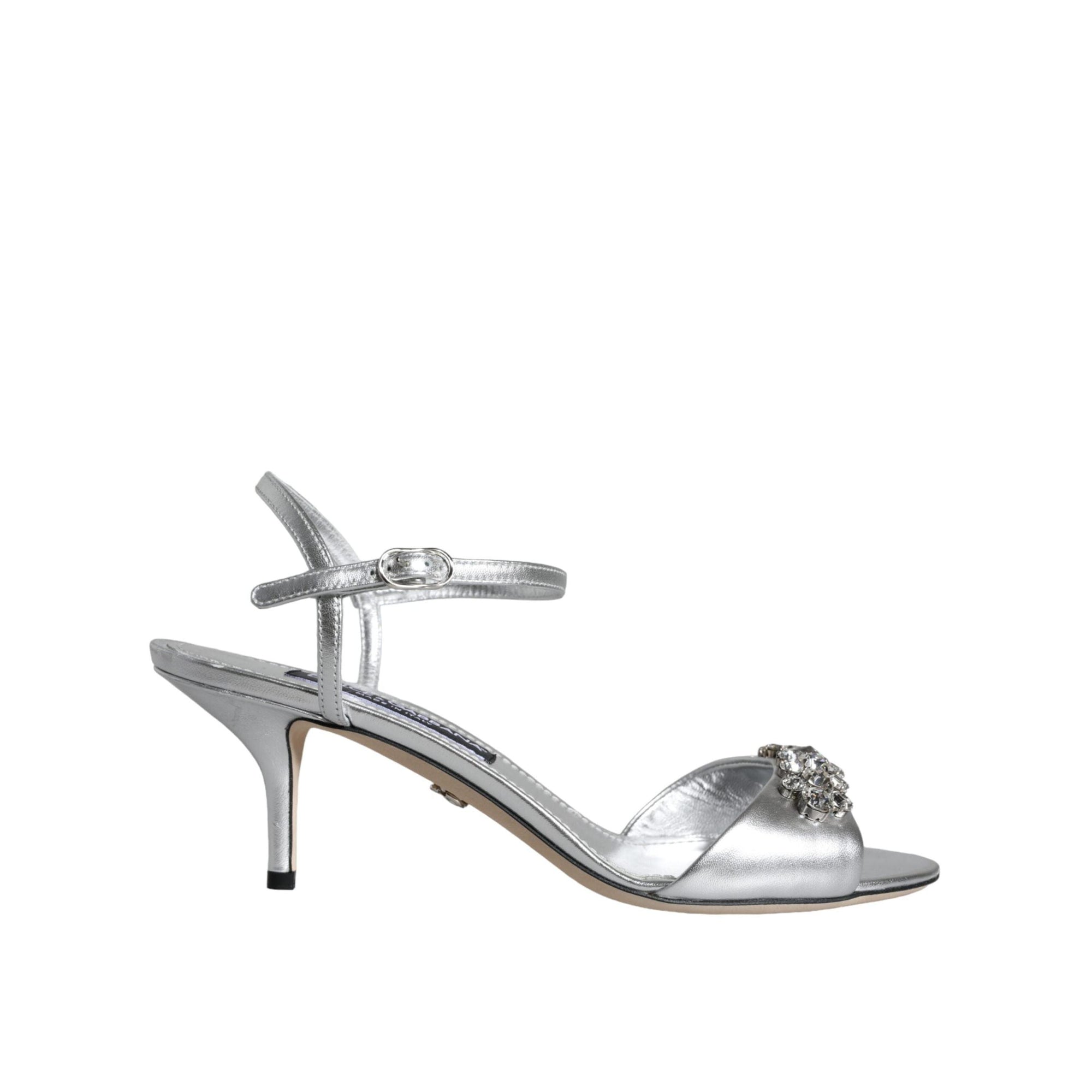 Dolce & Gabbana Silver Crystal AnkleStrap Keira Sandals Shoes