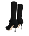 Dolce & Gabbana Black Stiletto Heels Mid Calf Boots Shoes
