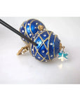 Dolce & Gabbana Gold Brass Blue Dangle Christmas Ball Crystal Clip On Earrings