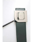 Dolce & Gabbana Green Calf Leather Square Metal Buckle Belt
