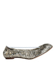 Dolce & Gabbana Silver Patent Leather Scrunch Ballet Flats Shoes