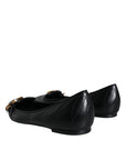 Dolce & Gabbana Black Devotion Leather Pointy Flats Shoes