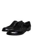 Dolce & Gabbana Black Leather Floral Lace Dress Formal Shoes
