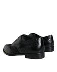 Dolce & Gabbana Black Leather Floral Lace Dress Formal Shoes