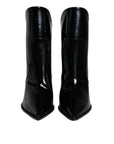 Dolce & Gabbana Black Patent Leather Pointed Ankle Boots Shoes