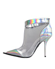 Dolce & Gabbana Silver Iridescent PVC Pointed Short Boots Shoes