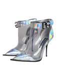 Dolce & Gabbana Silver Iridescent PVC Pointed Short Boots Shoes