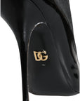 Dolce & Gabbana Black Leather Stilettos Booties Socks Shoes