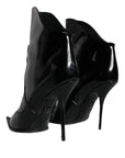 Dolce & Gabbana Black Patent Leather Pointed Ankle Boot Shoes