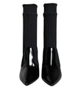 Dolce & Gabbana Black Stretch Stilettos Booties Socks Shoes