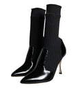 Dolce & Gabbana Black Stretch Stilettos Booties Socks Shoes