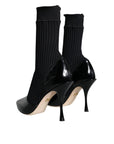 Dolce & Gabbana Black Stretch Stilettos Booties Socks Shoes