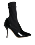 Dolce & Gabbana Black Stretch Stilettos Booties Socks Shoes
