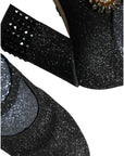 Dolce & Gabbana Black Crystal Mary Janes Booties Shoes