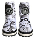Dolce & Gabbana White Padded Logo Print Mid Calf Boots Shoes
