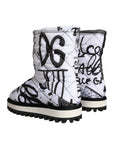 Dolce & Gabbana White Padded Logo Print Mid Calf Boots Shoes