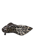 Dolce & Gabbana Gray Leopard Stretch Heels Ankle Boots Shoes
