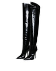 Dolce & Gabbana Black Patent Leather Knee High Boots Shoes