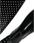 Dolce & Gabbana Black Polka Dot Rubber Knee High Boots Shoes
