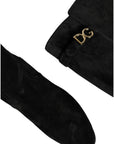 Dolce & Gabbana Black Suede Leather Knee High Boots Shoes