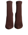 Dolce & Gabbana Brown Stiletto Heels Socks Ankle Boots Shoes
