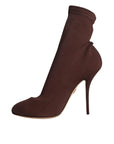 Dolce & Gabbana Brown Stiletto Heels Socks Ankle Boots Shoes
