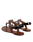 Dolce & Gabbana Multicolor Crystal Sandals Flip Flops Shoes