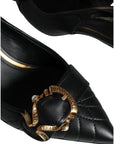 Dolce & Gabbana Black Devotion Leather Heels Slingback Shoes