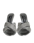 Dolce & Gabbana Silver Crystals Keira Heels Slides Shoes