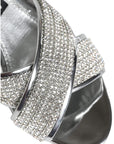 Dolce & Gabbana Silver Crystals Keira Heels Slides Shoes