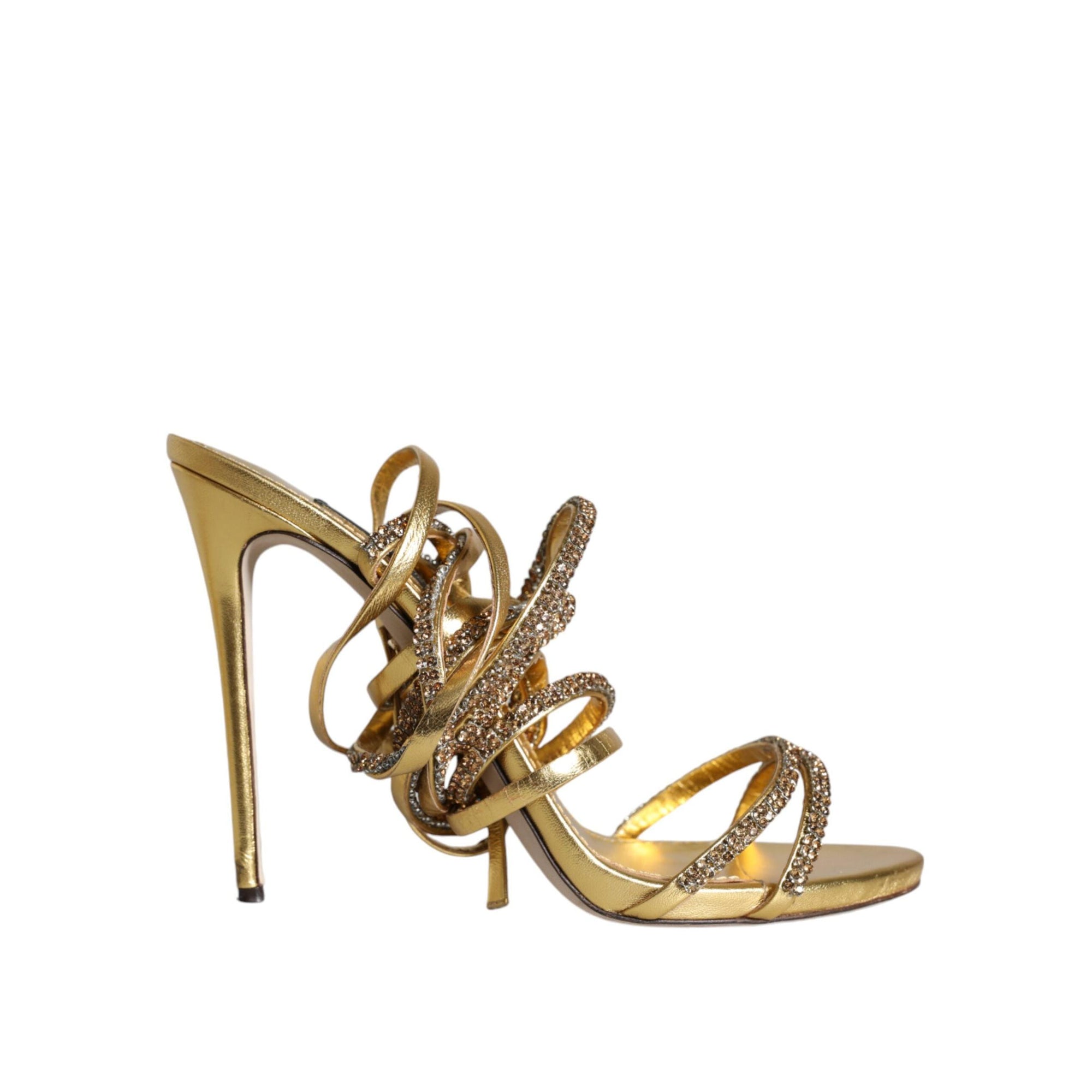 Dolce & Gabbana Gold Crystals Keira Heels Sandals Shoes